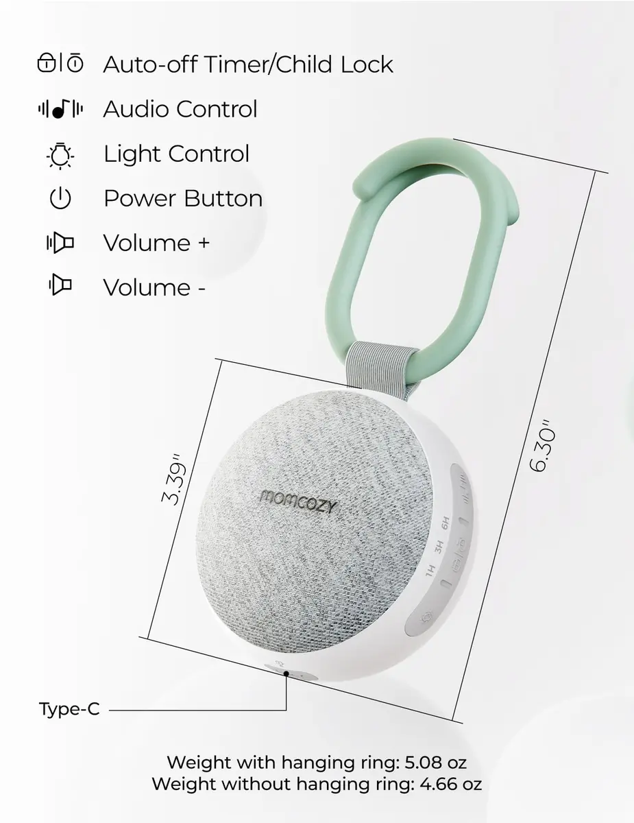 Momcozy Portable Sound Machine with Night Light | 20 Soothing Sounds for Baby Sleep - view 8