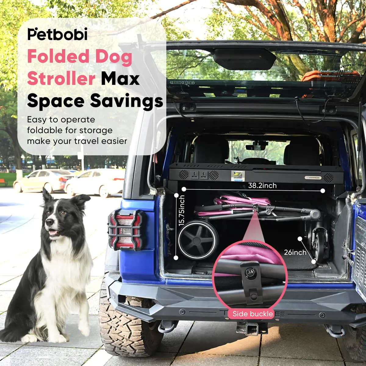 Petbobi Dog Stroller for Large Medium Dogs up to 80 lbs | All Terrain, Foldable & Ventilated - view 6