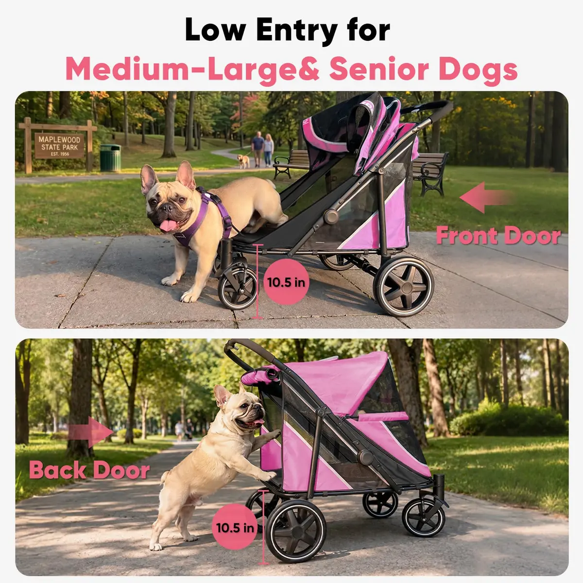 Petbobi Dog Stroller for Large Medium Dogs up to 80 lbs | All Terrain, Foldable & Ventilated - view 3