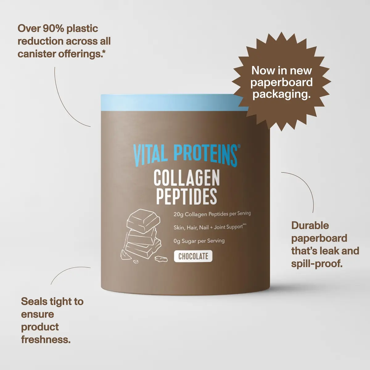 Vital Proteins Grass Fed Collagen Powder Chocolate 17.1 oz (485 g) | Supports Hair, Skin, Joints & Bones - view 3