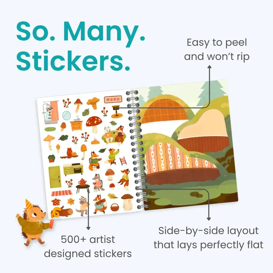 CUPKIN Cozy Homes of Furry Friends Sticker Book | Toddler Activity Coloring & Sticker Book for Ages 2-8 Years - view 3