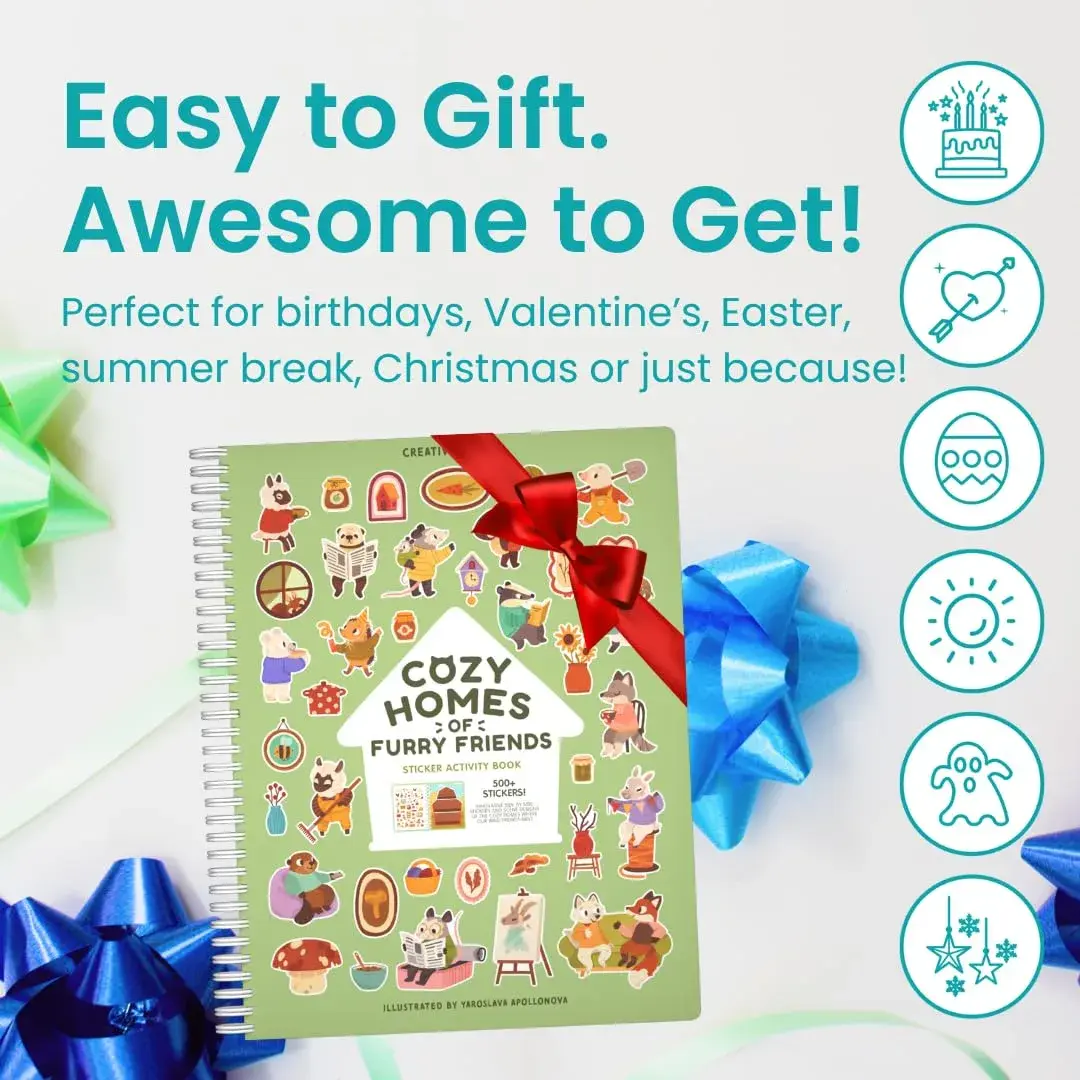 CUPKIN Cozy Homes of Furry Friends Sticker Book | Toddler Activity Coloring & Sticker Book for Ages 2-8 Years - view 8