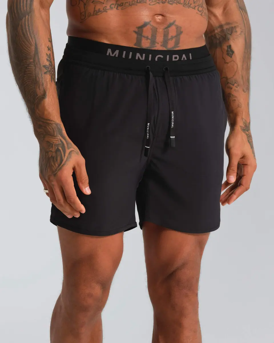 MUNICIPAL Men's Daybreak Lined 5" Shorts, Black, Large | Comfortable Active Shorts with Pockets - view 2