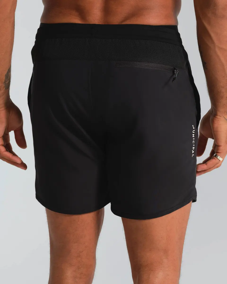 MUNICIPAL Men's Daybreak Lined 5" Shorts, Black, Large | Comfortable Active Shorts with Pockets - view 4