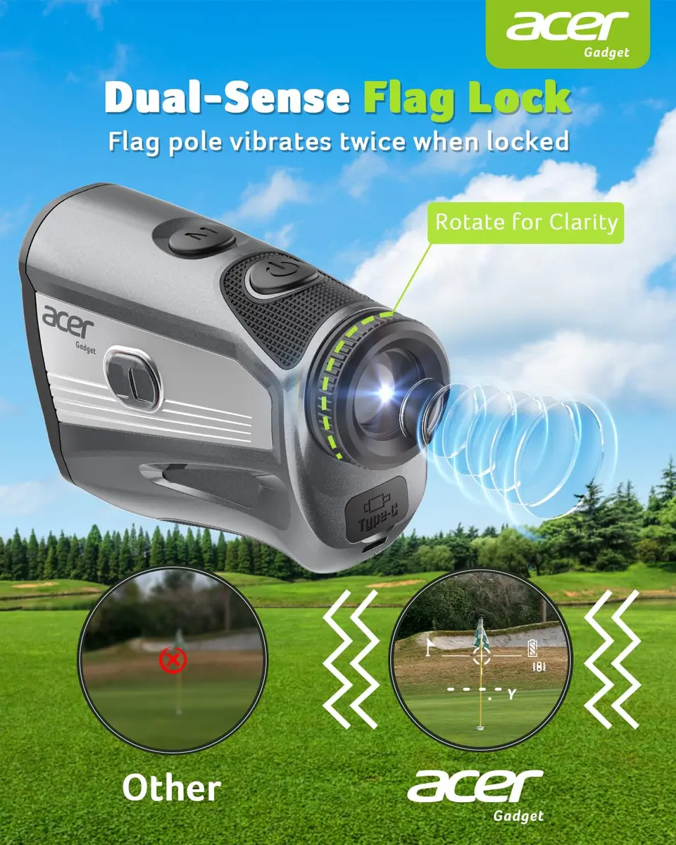 Acer Rangefinder with Slope - 1700 Yards Laser Golf Rangefinder, Rechargeable, 6X Magnification, Flag Locking, Vibration, Waterproof, Gift for Men - view 5