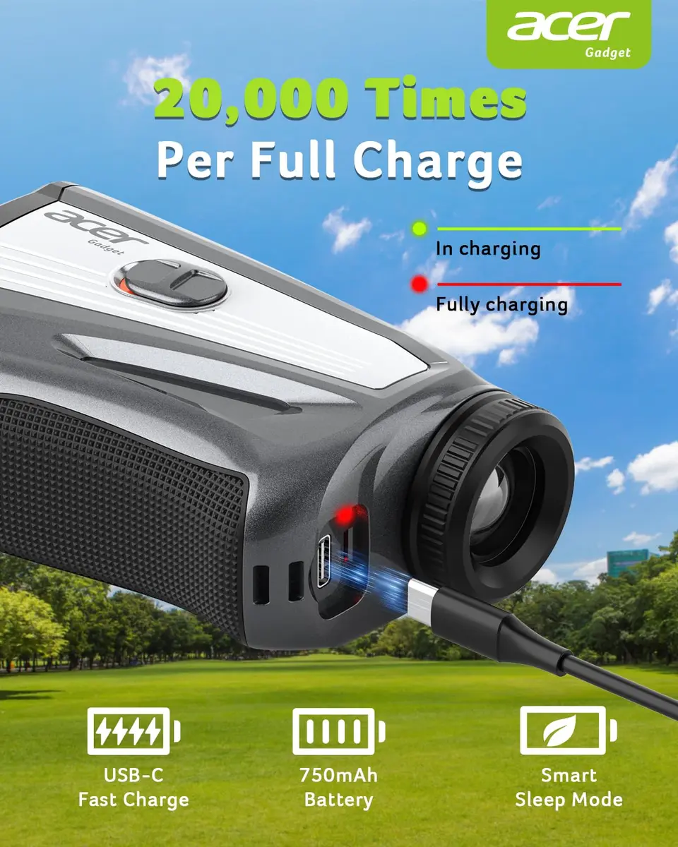Acer Rangefinder with Slope - 1700 Yards Laser Golf Rangefinder, Rechargeable, 6X Magnification, Flag Locking, Vibration, Waterproof, Gift for Men - view 7