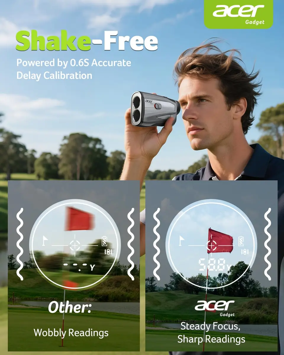 Acer Rangefinder with Slope - 1700 Yards Laser Golf Rangefinder, Rechargeable, 6X Magnification, Flag Locking, Vibration, Waterproof, Gift for Men - view 2