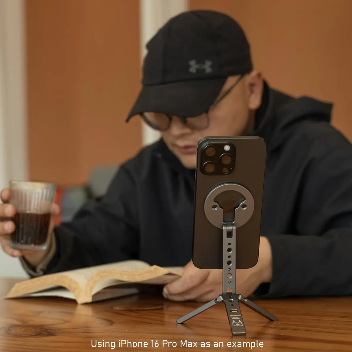 SHINEWEE Magnetic Tripod for iPhone 12-17 | Magsafe Mount with Hook & Cold Shoe (88mm folded, 140mm height) - view 9