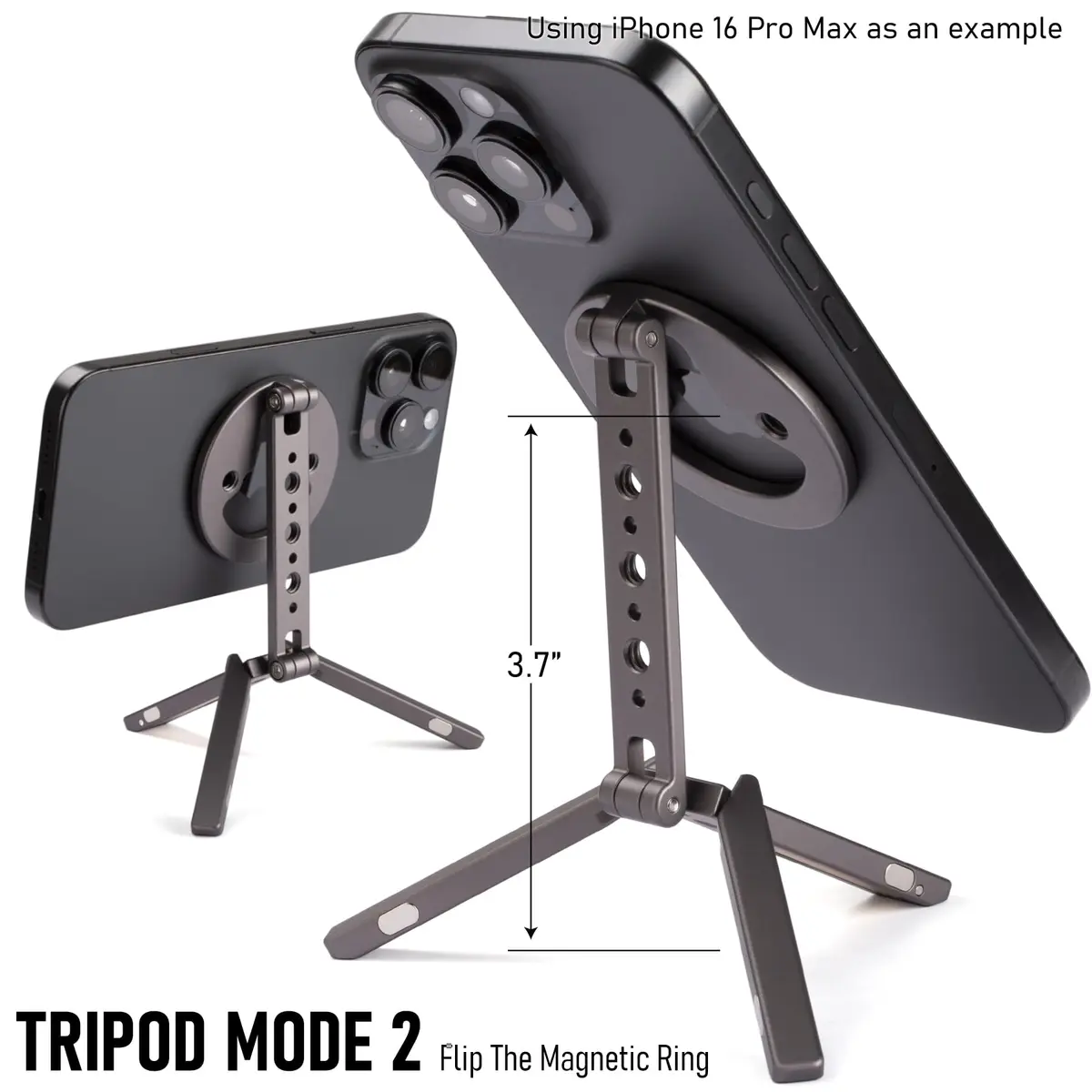 SHINEWEE Magnetic Tripod for iPhone 12-17 | Magsafe Mount with Hook & Cold Shoe (88mm folded, 140mm height) - view 4