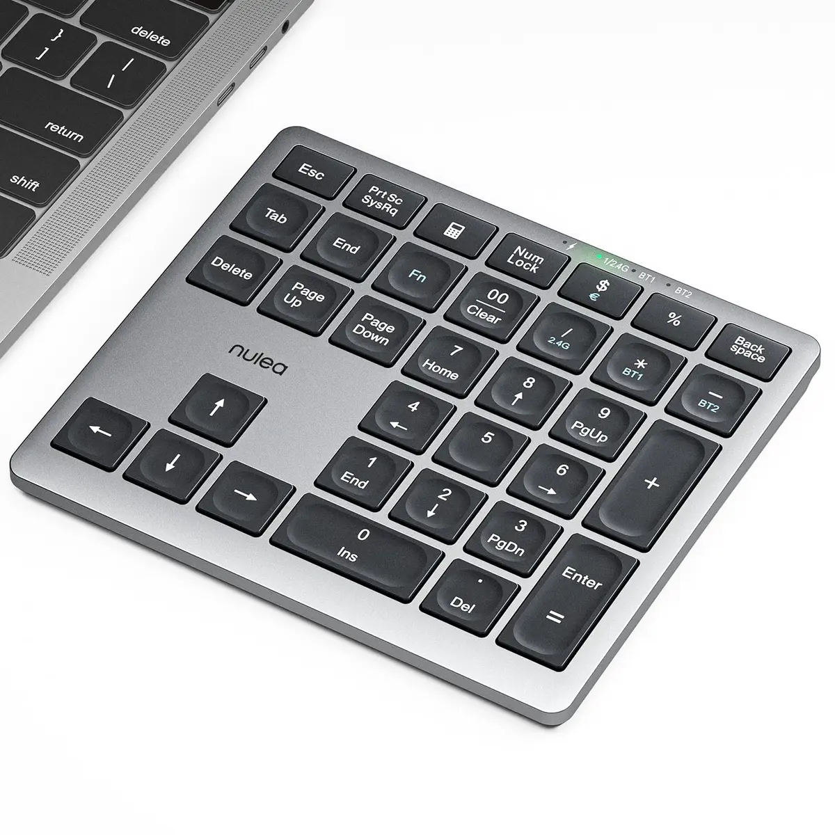 Nulea Wireless Number Pad for Laptop with Bluetooth 5.0 & 2.4G Connection, 34-Key Numeric Keypad with USB-C Charging | Ergonomic Slim Design for Productivity - main product image
