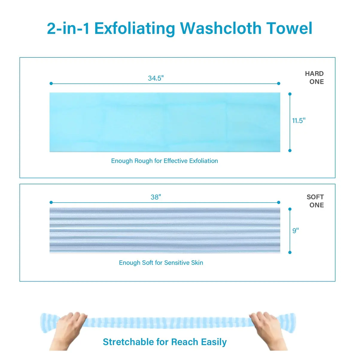 Yiclick 2pcs Bath & Body Loofah Sponge Net | Exfoliating Back Scrubber for Shower (38in x 9in) | Nylon - view 7