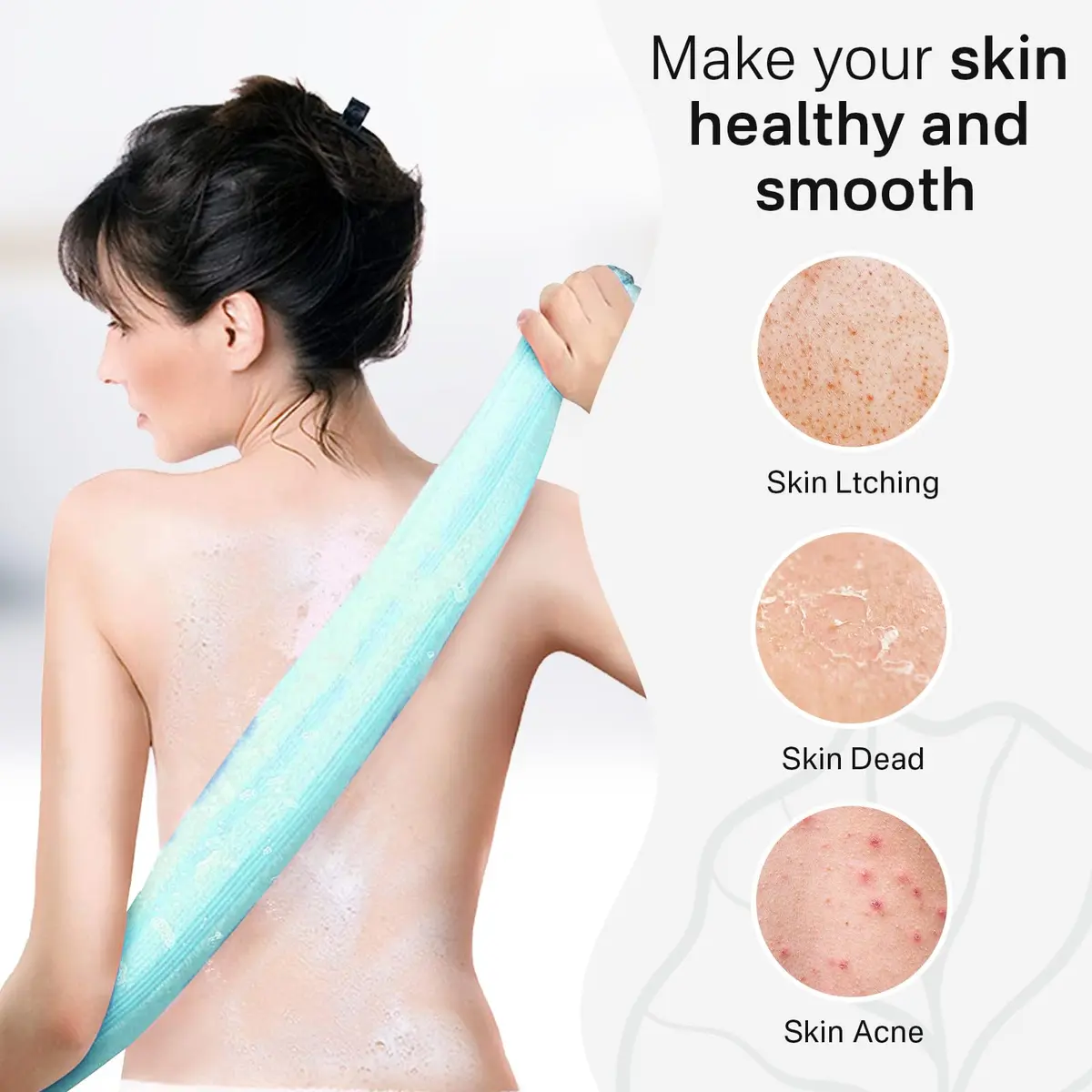 Yiclick 2pcs Bath & Body Loofah Sponge Net | Exfoliating Back Scrubber for Shower (38in x 9in) | Nylon - view 3