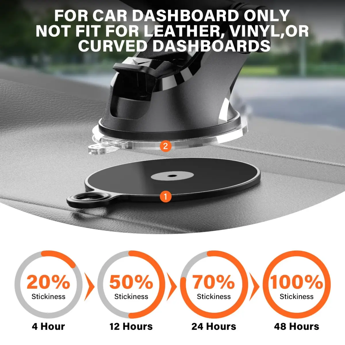 APPS2Car 3M Adhesive Pads 2pcs 70mm Round & 6pcs 35mm (2.9in x 2.9in) | Secure Mounts for Car Phone Holders & GPS - view 3