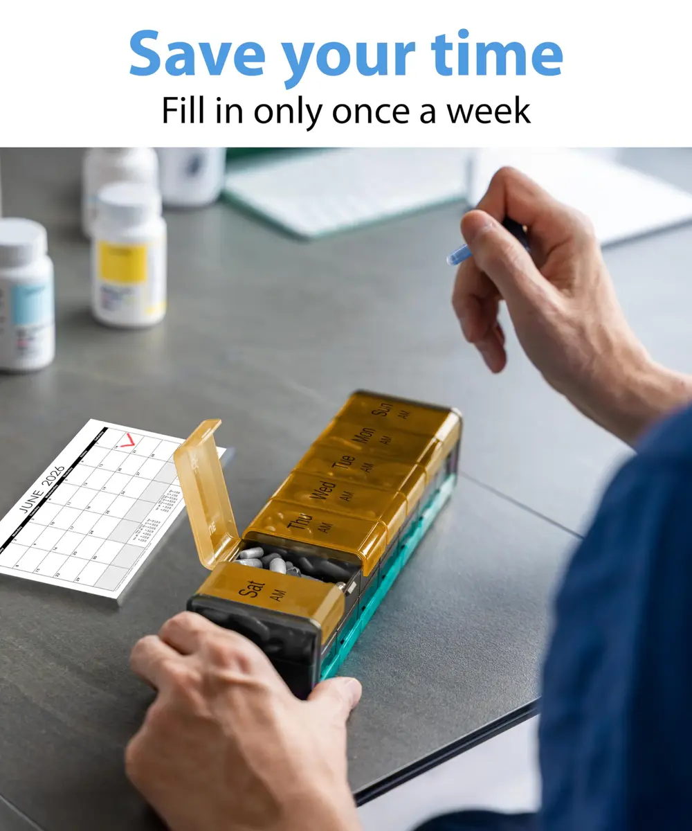 BEXEEN Extra Large Pill Organizer XXL Vitamin Holder with 14 Big AM PM Compartments | 2 Times a Day Weekly Medicine Dispenser - view 8