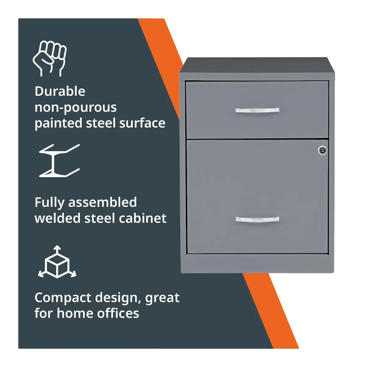NuSparc 2 Drawer Locking Filing Cabinet | Steel Home Office Storage | Letter-Size | Assembled in USA - view 2