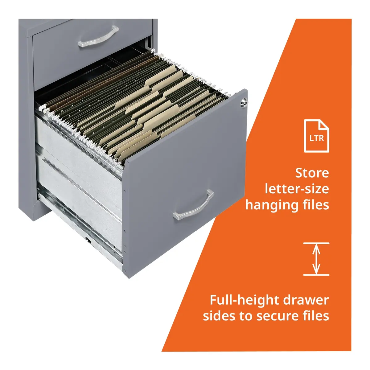 NuSparc 2 Drawer Locking Filing Cabinet | Steel Home Office Storage | Letter-Size | Assembled in USA - view 3