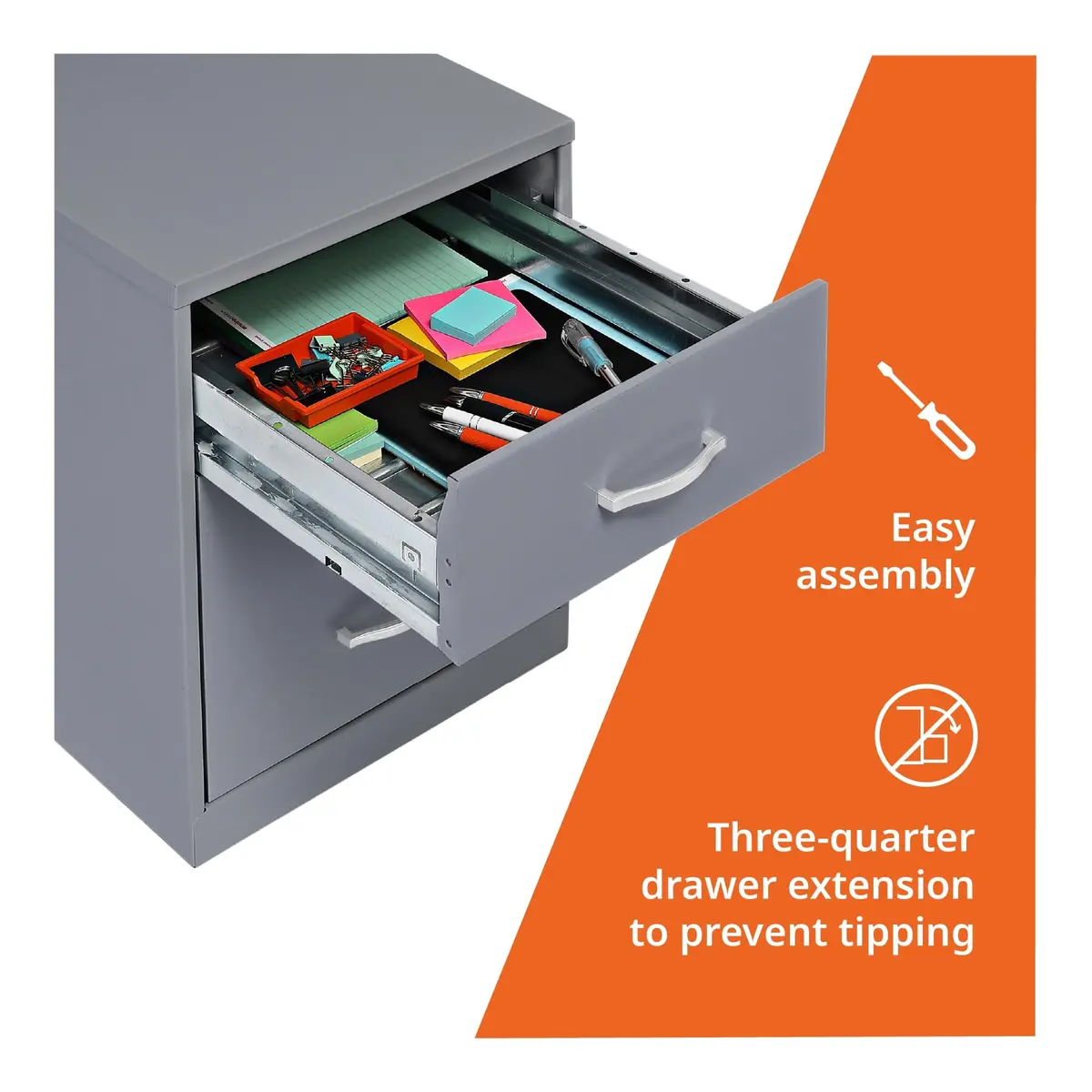 NuSparc 2 Drawer Locking Filing Cabinet | Steel Home Office Storage | Letter-Size | Assembled in USA - view 4