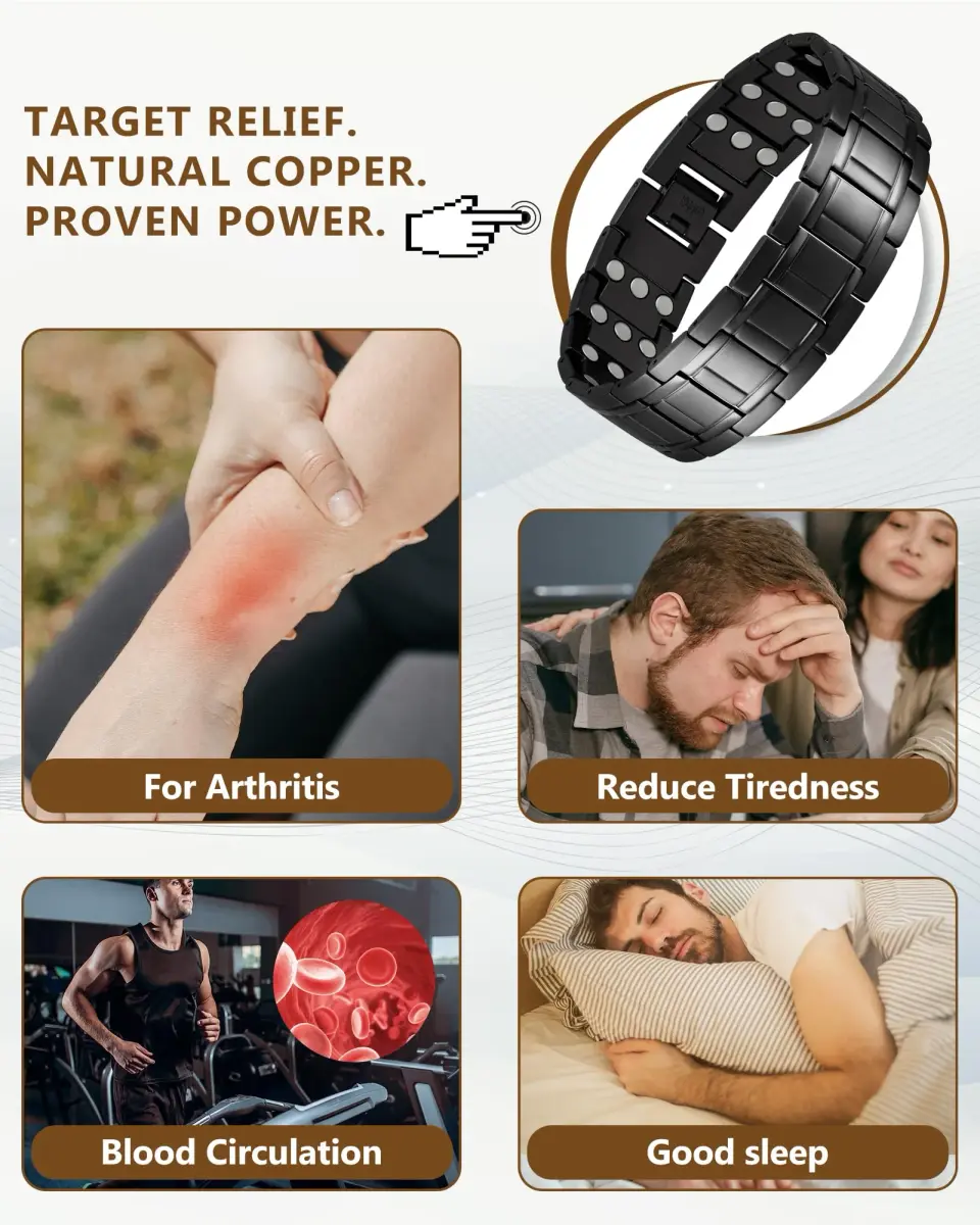 Feraco Pure Copper Magnetic Bracelet for Men | 23 cm (9.05 inches) - view 5