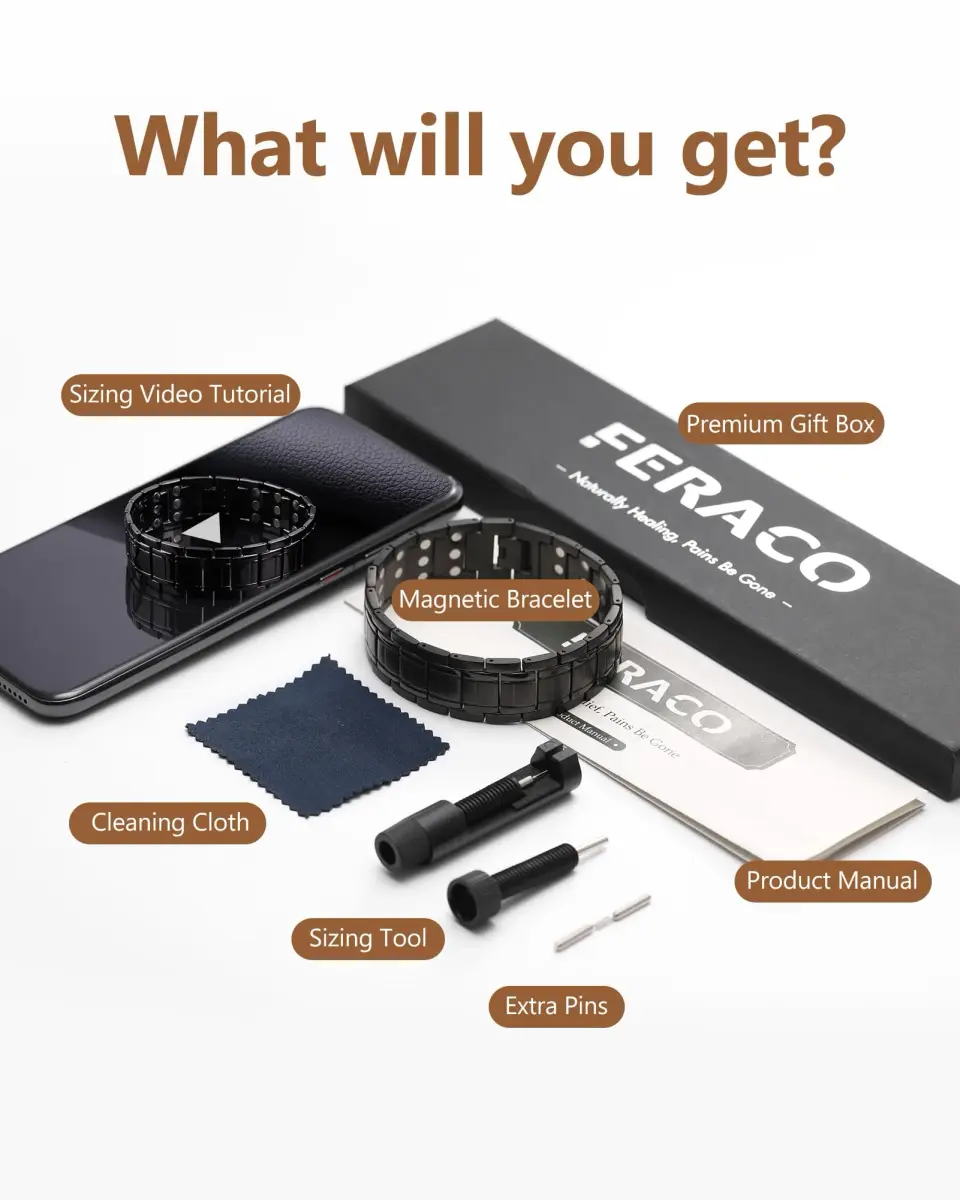 Feraco Pure Copper Magnetic Bracelet for Men | 23 cm (9.05 inches) - view 6