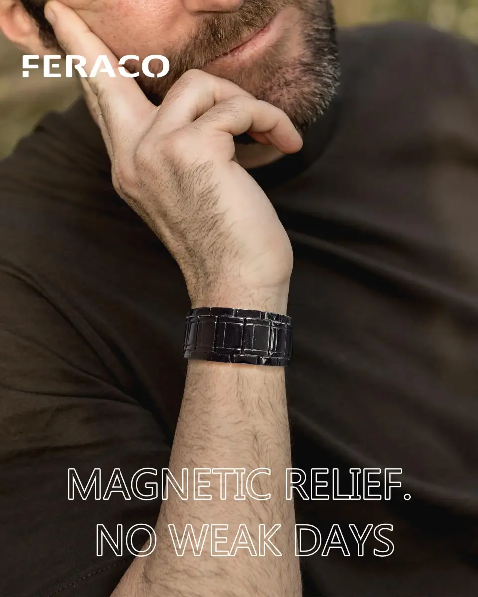 Feraco Pure Copper Magnetic Bracelet for Men | 23 cm (9.05 inches) - view 2