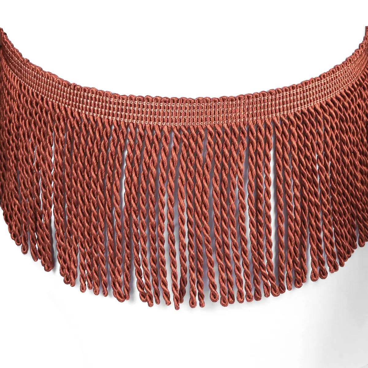 Fenghuangwu Red Coffee Bullion Fringe Trim 180cm (5 Yard) | Classic Rayon Tassel Embellishment for Curtains & DIY - main product image