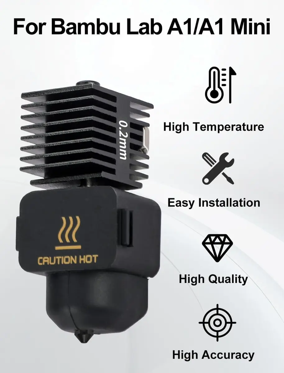 Mviioe 0.2mm A1 A1 Mini A2L Hotend Kit with Silicone Sock | Compatible with Bambu Lab Series - view 6