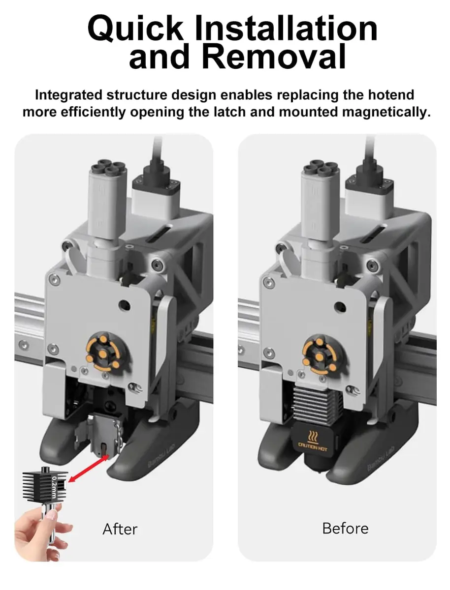 Mviioe 0.2mm A1 A1 Mini A2L Hotend Kit with Silicone Sock | Compatible with Bambu Lab Series - view 3
