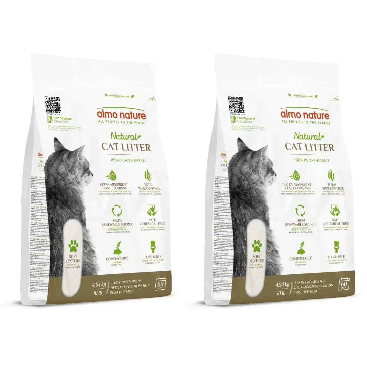 almo nature Natural Plant-Based Clumping Cat Litter 4.54 kg (10 lb) Pack of 2 | Biodegradable Odor Control - main product image