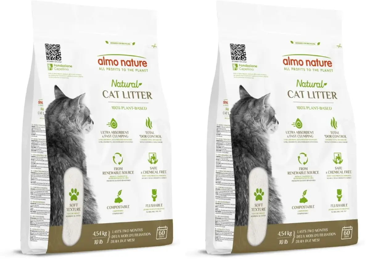 almo nature Natural Plant-Based Clumping Cat Litter 4.54 kg (10 lb) Pack of 2 | Biodegradable Odor Control - main product image