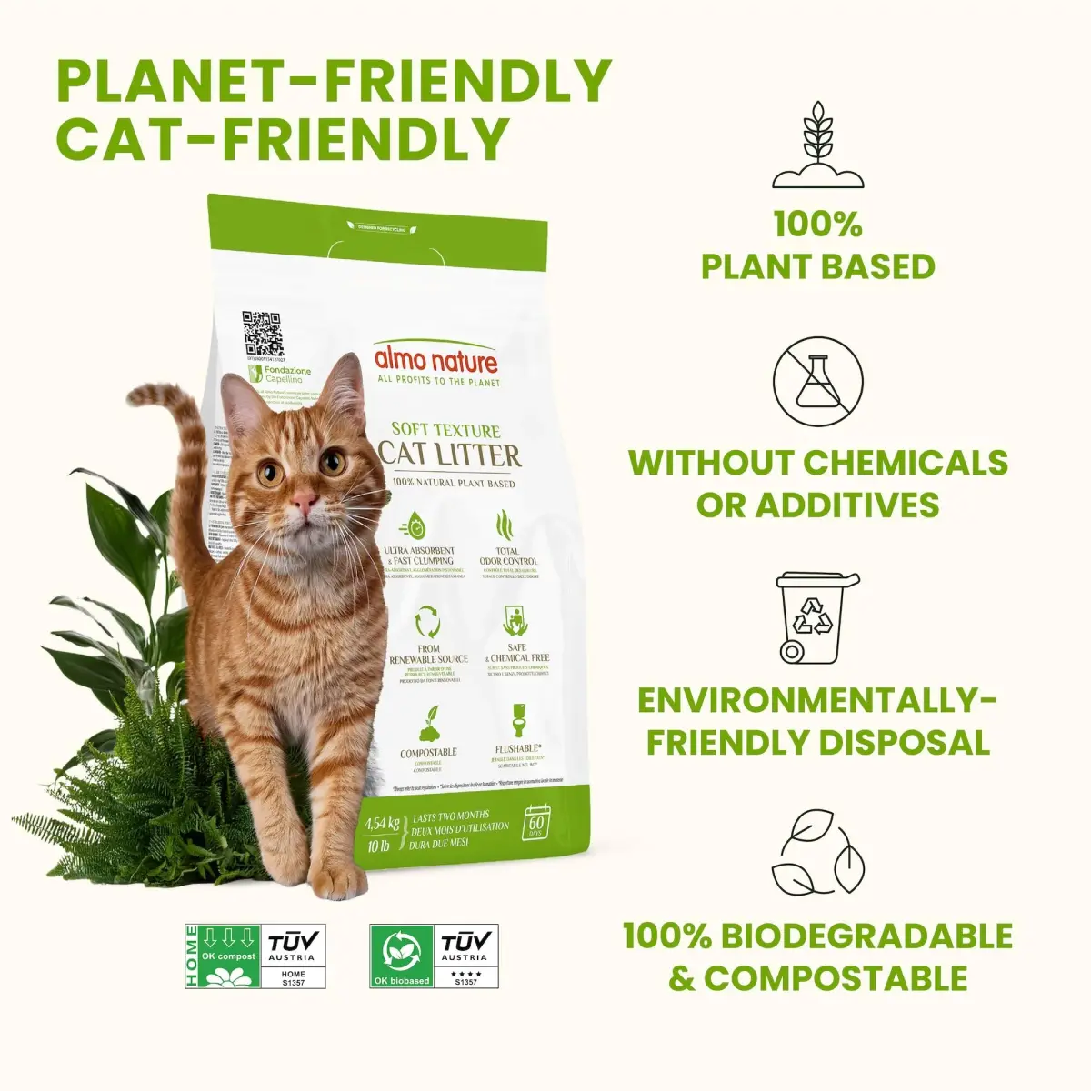 almo nature Natural Plant-Based Clumping Cat Litter 4.54 kg (10 lb) Pack of 2 | Biodegradable Odor Control - view 2