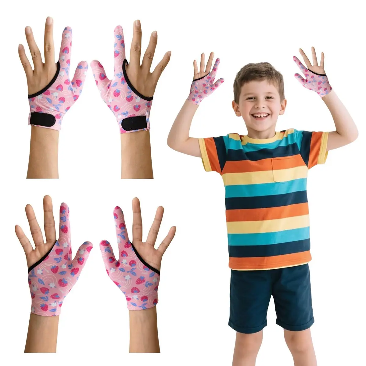 Yxmeiguo Kids Thumb Sucking Guard Gloves 2 Pairs | Anti Nail Biting Finger Protector for Ages 5-12 - main product image