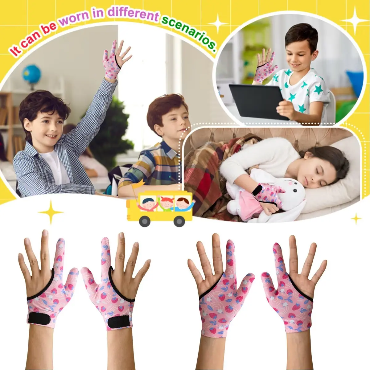 Yxmeiguo Kids Thumb Sucking Guard Gloves 2 Pairs | Anti Nail Biting Finger Protector for Ages 5-12 - view 6