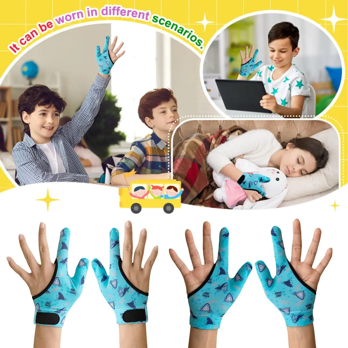 Yxmeiguo Thumb Sucking Guard Gloves for Kids 5-12 | Anti Nail Biting Finger Protector - view 6
