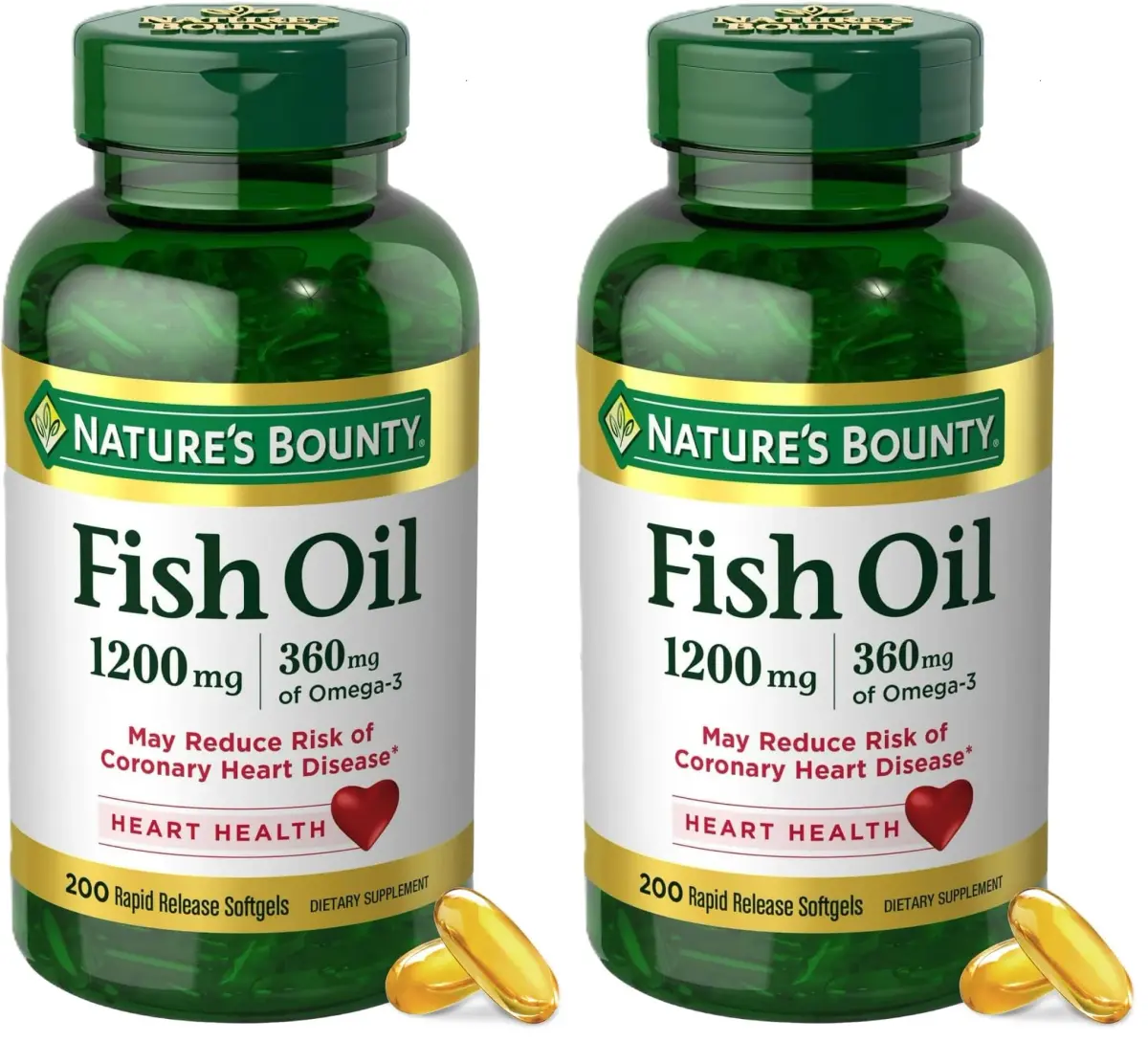 Nature's Bounty Fish Oil Omega 3 Supplements 1200 Mg 400 Count (Pack of 2) | Supports Heart Health with EPA & DHA - main product image