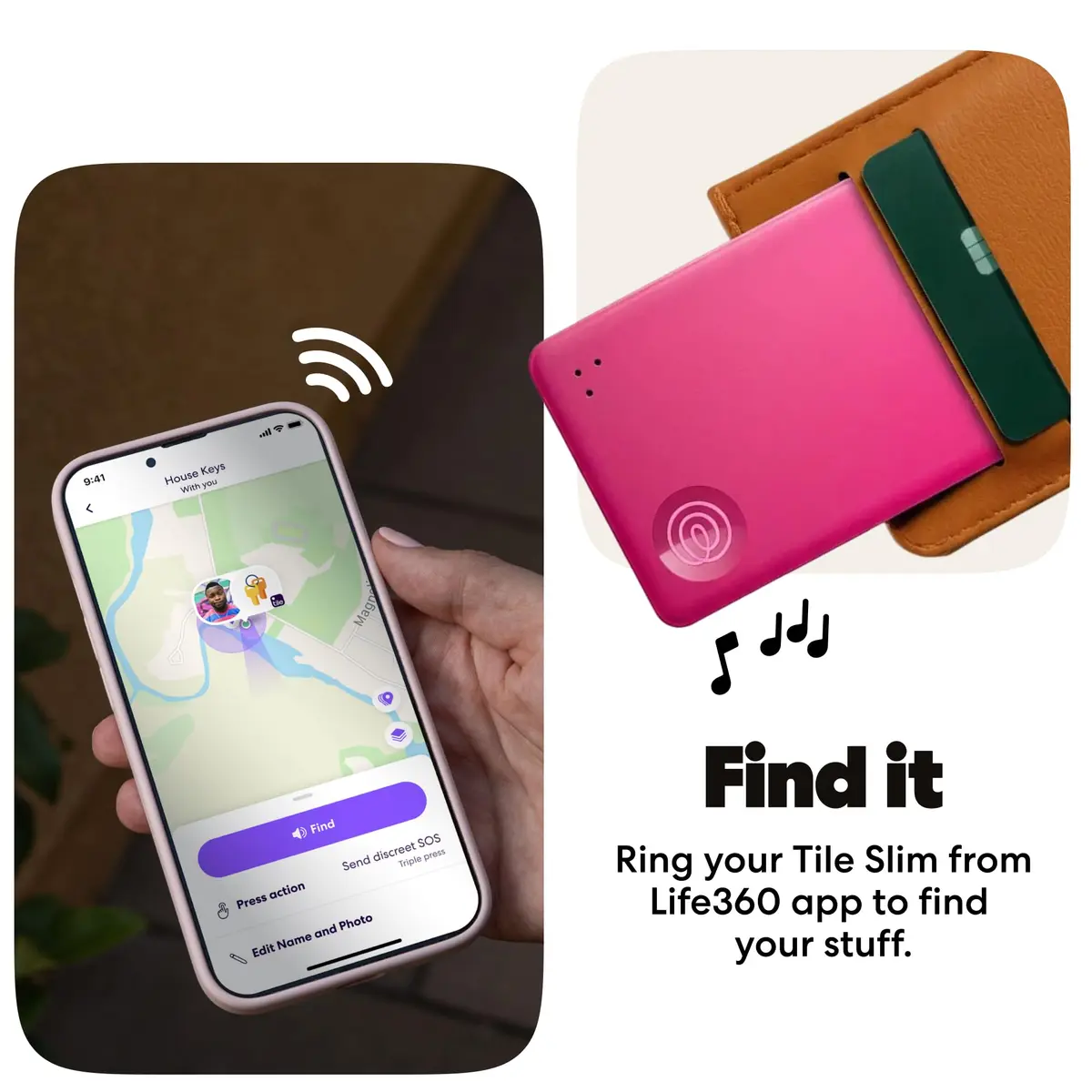Life360 Tile Slim Wallet Finder & Bluetooth Tracker 1-Pack (Pink Punch) | Compatible with iOS & Android - view 4