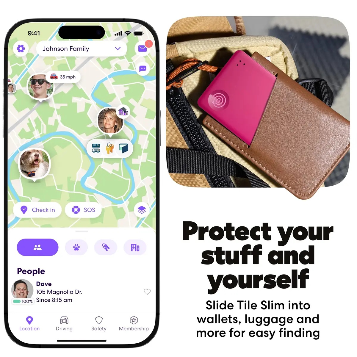 Life360 Tile Slim Wallet Finder & Bluetooth Tracker 1-Pack (Pink Punch) | Compatible with iOS & Android - view 3