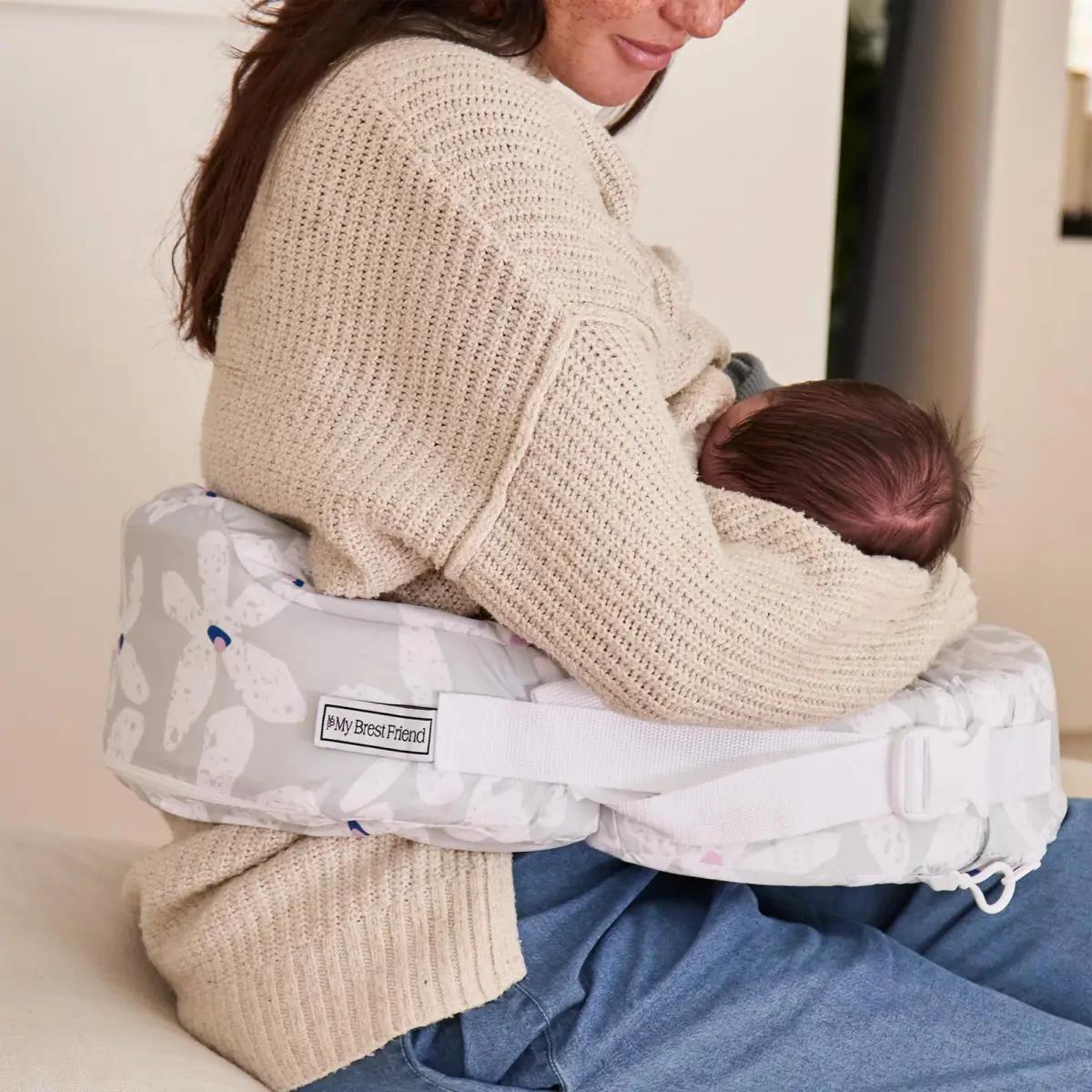 My Brest Friend Original Nursing Pillow Platinum Posies | Ergonomic Support for Mom & Baby - view 3
