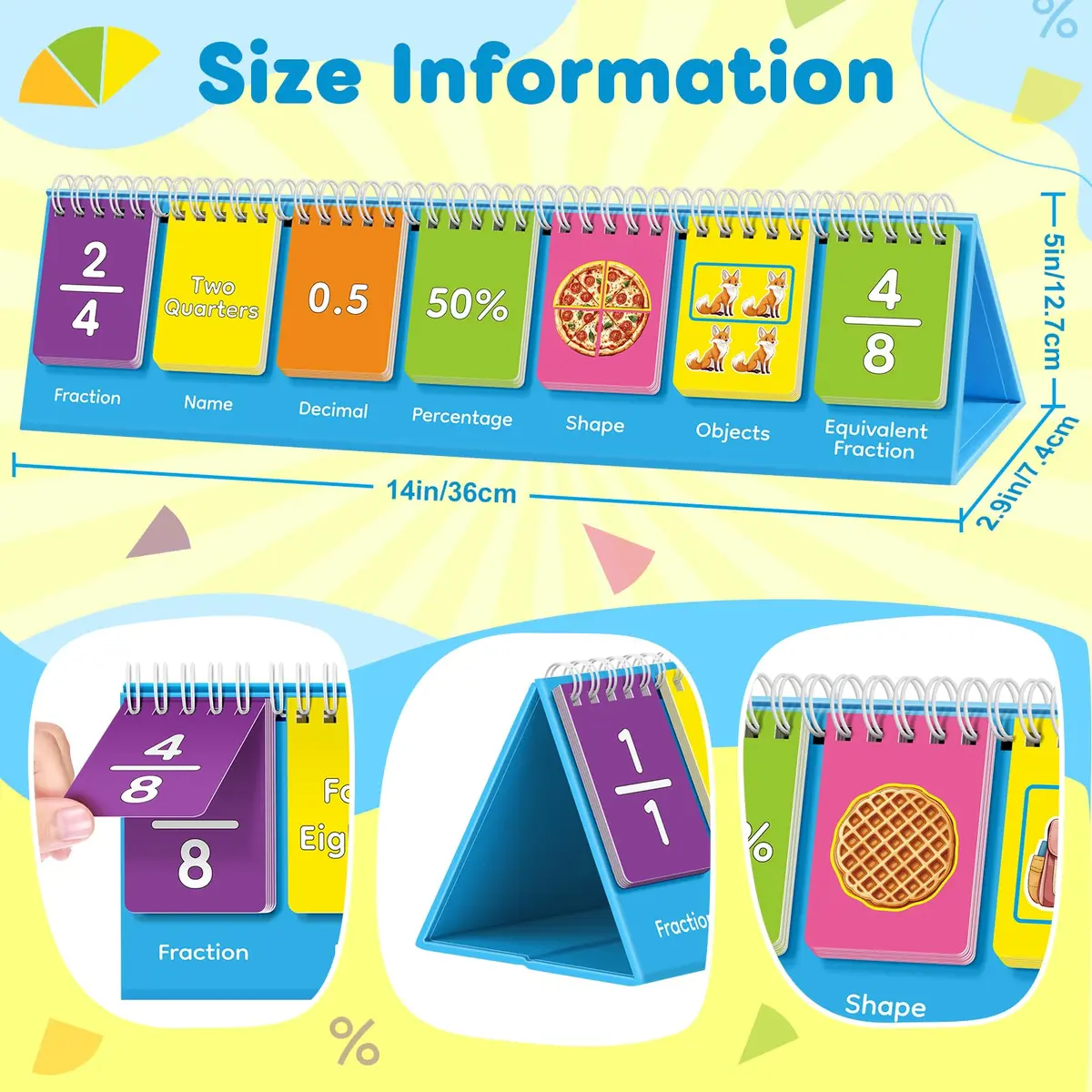 Laffunz Fraction Manipulatives Math Games Flip Chart for Elementary School & Homeschooling - view 7