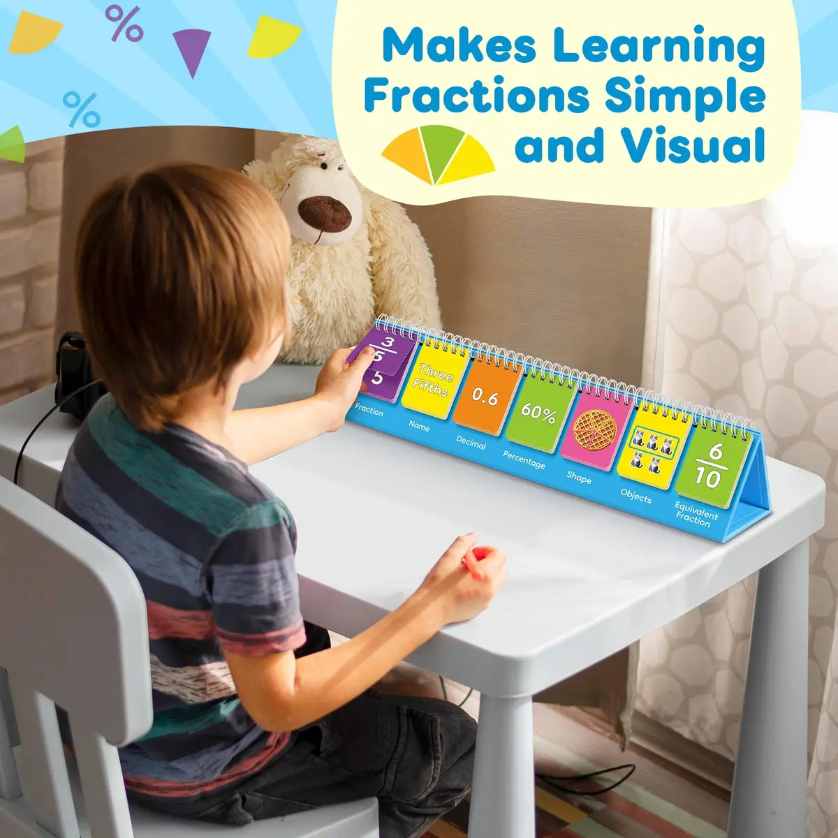Laffunz Fraction Manipulatives Math Games Flip Chart for Elementary School & Homeschooling - view 2