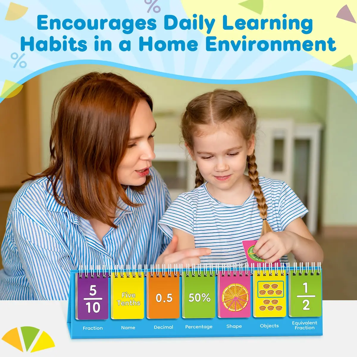 Laffunz Fraction Manipulatives Math Games Flip Chart for Elementary School & Homeschooling - view 3