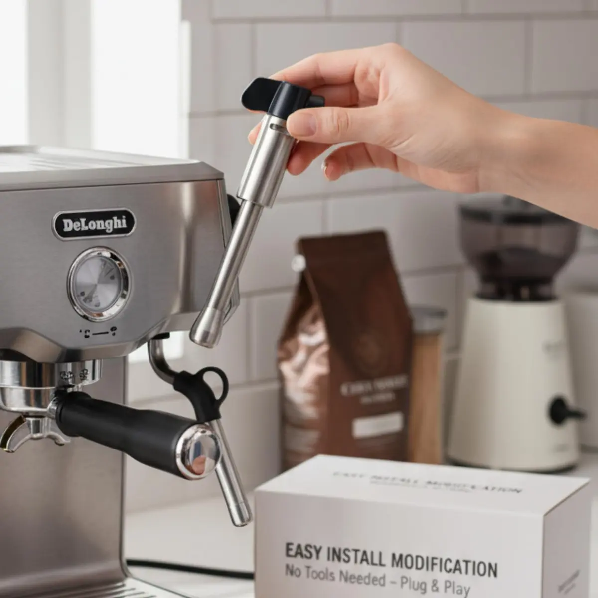 POCREATION Stainless Steel Steam Wand Nozzle for EC685/ECP35/ECP36 Espresso Machines | Rich Milk Foam & Latte Art - view 6
