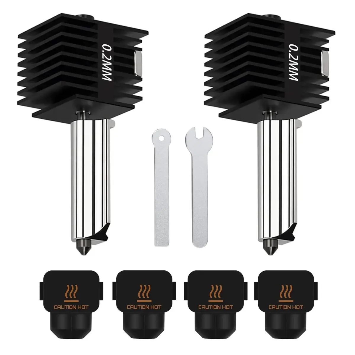 HzdaDeve 0.2mm A1 Hotend Kit for Bambu Lab A1/A2L Printers | Hardened Steel Nozzle Assembly (2-Pack) - main product image