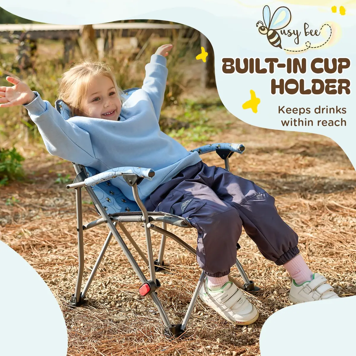 Busy Bee Kids Camping Chair High Back Supports 125 Lbs | Breathable & Portable for Outdoor Fun - view 4