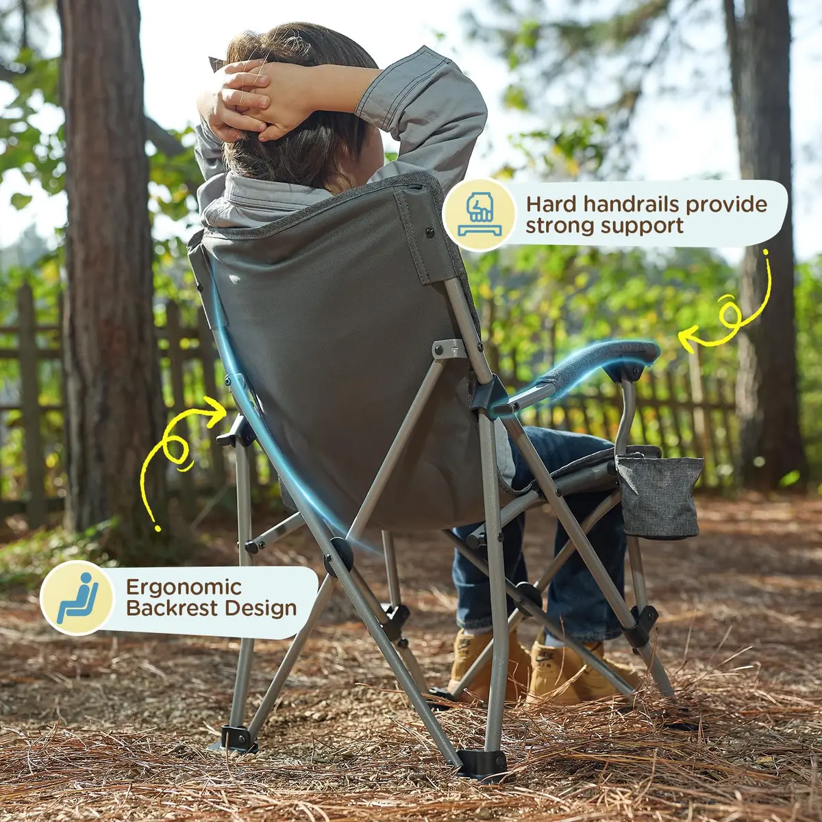 Busy Bee Kids Camping Chair High Back Supports 125 Lbs | Breathable & Portable for Outdoor Fun - view 5