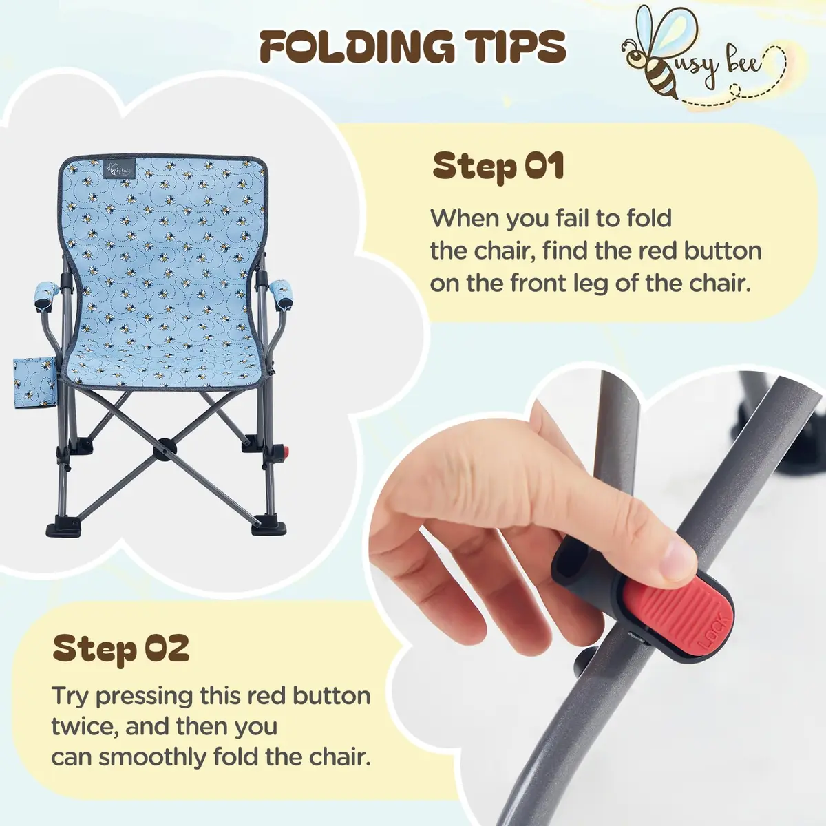 Busy Bee Kids Camping Chair High Back Supports 125 Lbs | Breathable & Portable for Outdoor Fun - view 7