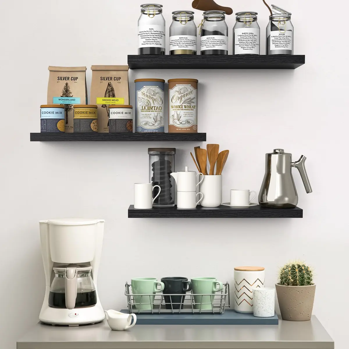BAYKA Floating Shelves 22.5in | Modern Wall Decor for Bathroom Bedroom Kitchen - view 6