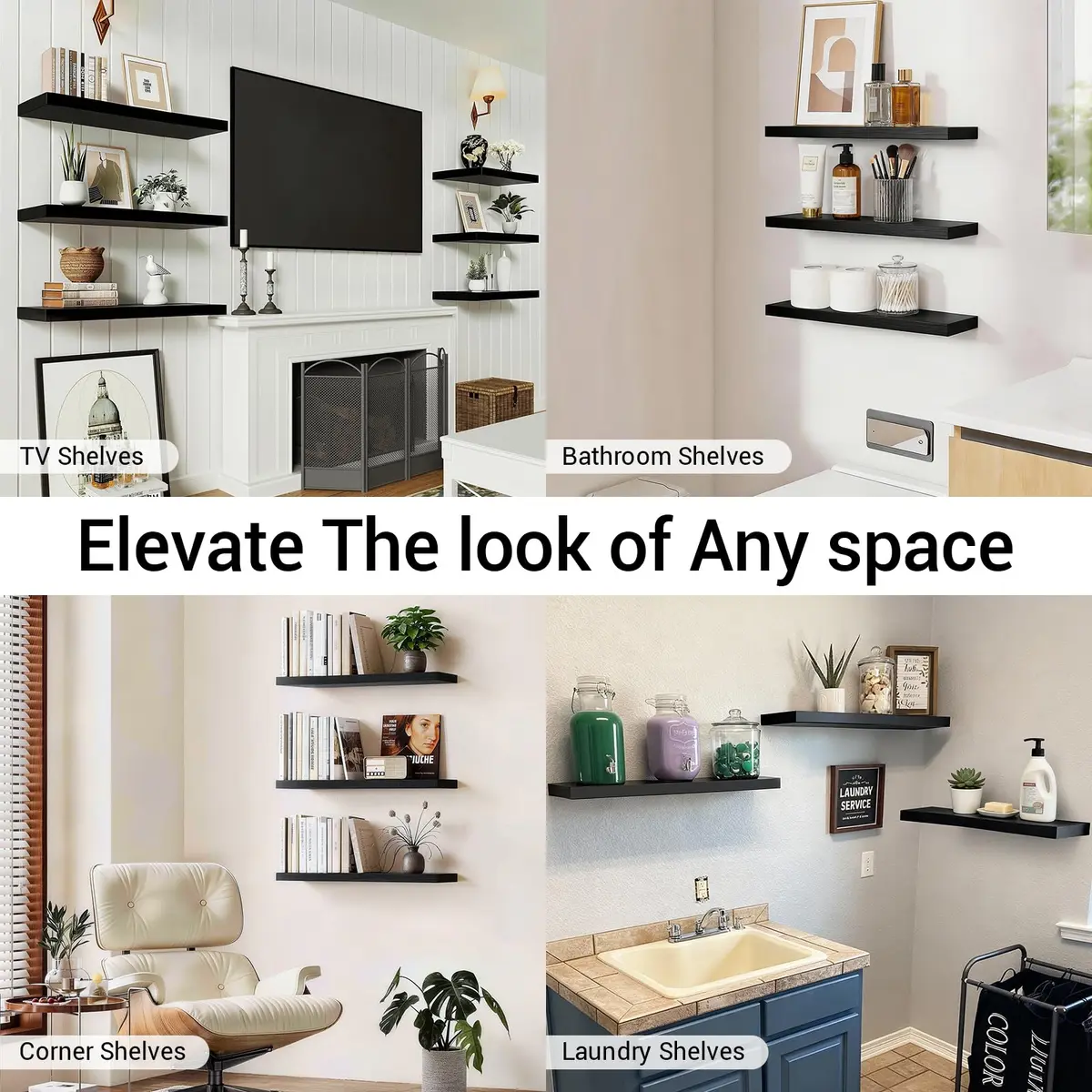BAYKA Floating Shelves 22.5in | Modern Wall Decor for Bathroom Bedroom Kitchen - view 7