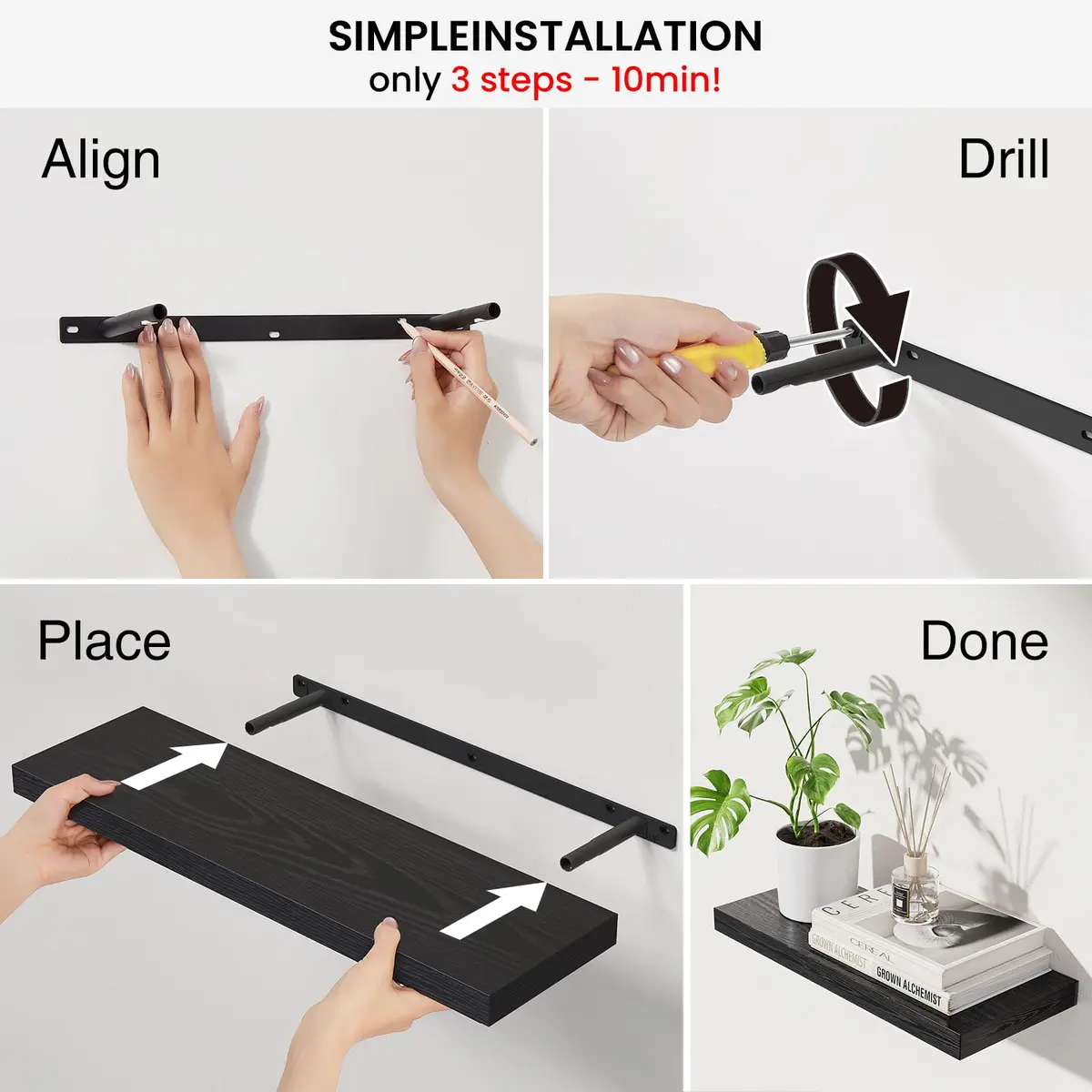 BAYKA Floating Shelves 22.5in | Modern Wall Decor for Bathroom Bedroom Kitchen - view 8