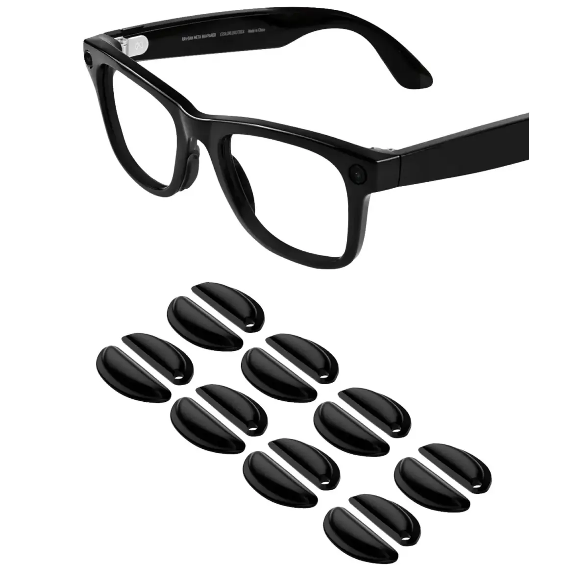 BandSmith Compatible with Ray-Ban Meta Wayfarer Eyeglass Nose Pad 8 Pairs (Black) - main product image