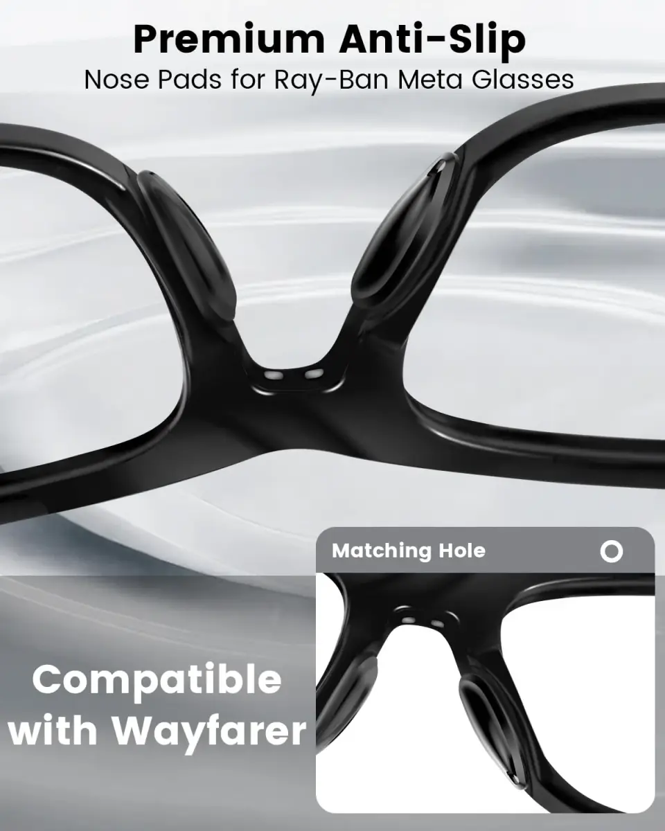 BandSmith Compatible with Ray-Ban Meta Wayfarer Eyeglass Nose Pad 8 Pairs (Black) - view 2
